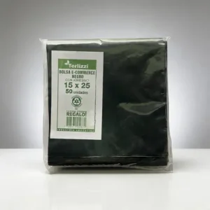 bolsa e commerce negro con adhesivo 15x25