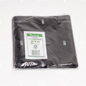 bolsa e commerce negro con adhesivo 30x40
